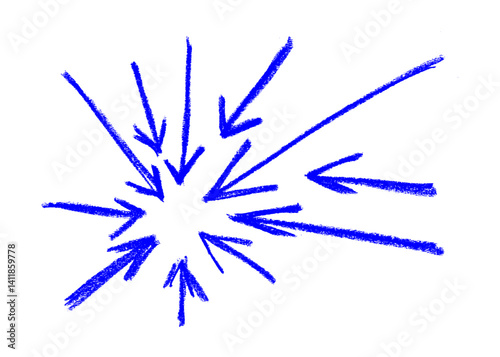 Tableau sur toile Arrow Implosion Crayon Chalk Drawing Vector