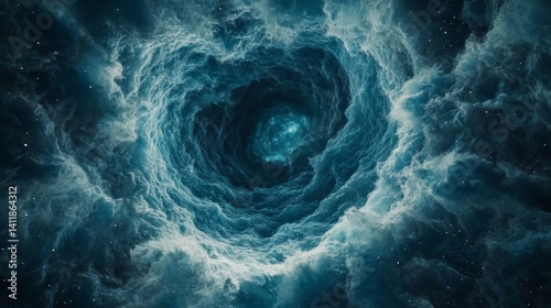 Blue Spiral Nebula in Dark Space