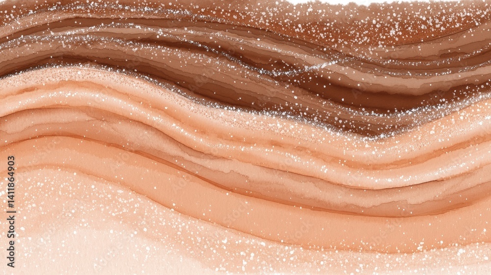 Obraz premium Abstract Earthy Tones with Sparkling Accents and Soft Fluid Lines in Brown and Beige Hues