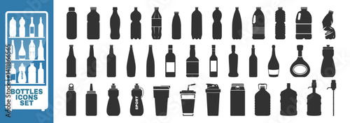 Bottles for water, milk, alcohol, beer, cognac, cocktail, wine and other drinks