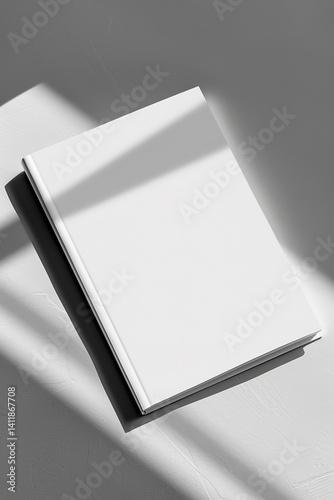 Elegant Blank Book Cover Mockup with Natural Light and Shadow Overlay – Realistic PSD Template