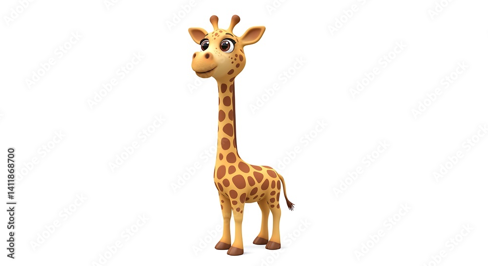 Obraz premium giraffe on white background cute cartoon