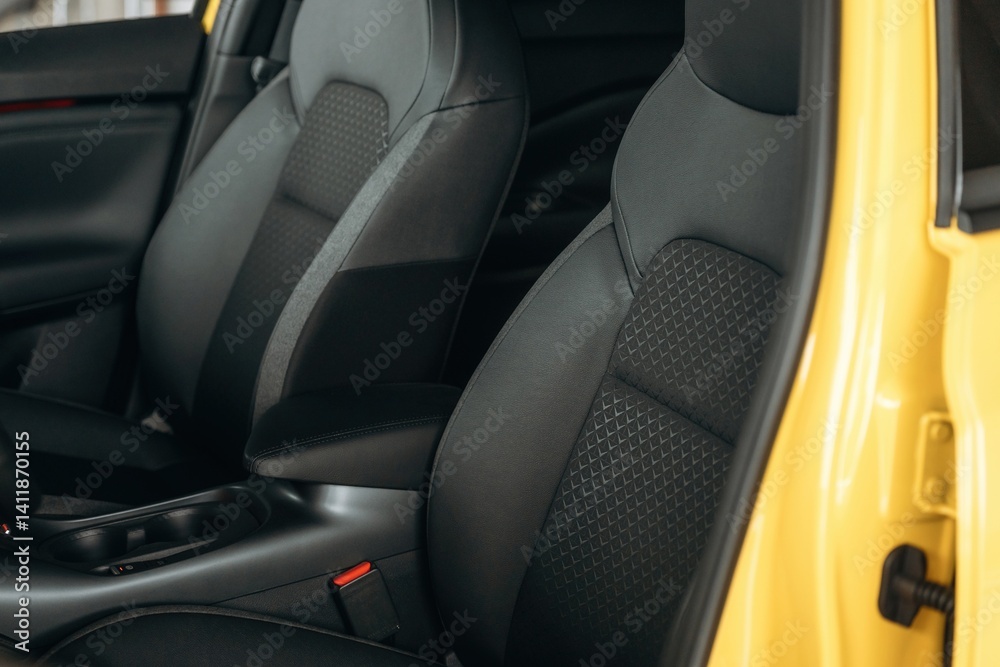 Soft seats. Detailed close up view of modern car interior Soft seats. Detailed close up view of modern car interior
