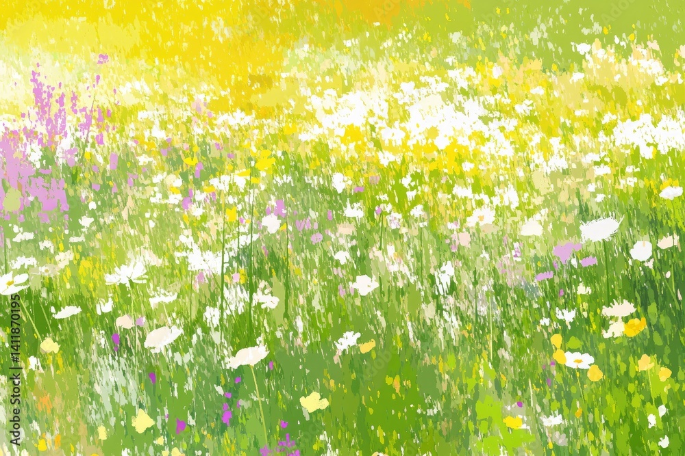 Fototapeta premium Vibrant field of wildflowers in sunlight