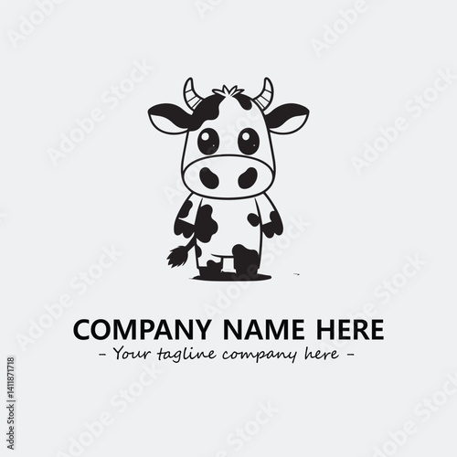 Cow illustration black and white for logo company vector image
