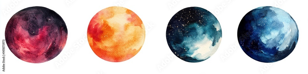 Obraz premium Abstract Watercolor Planets