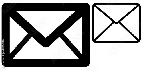 Black and white envelope icons vector.