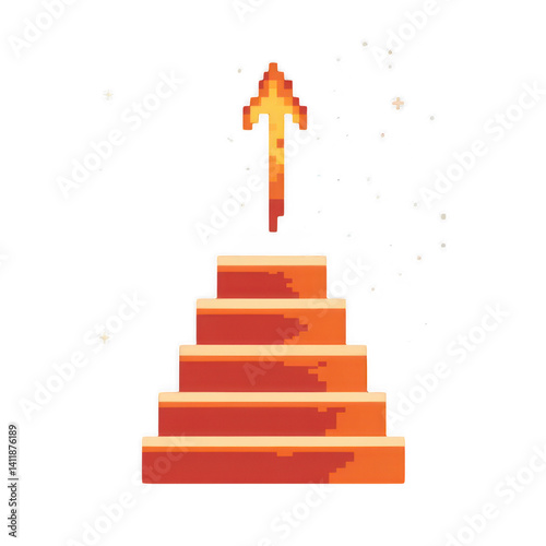 Illustration of 3D cartoon staircase leading to success