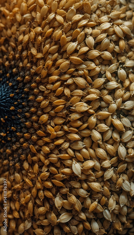 Obraz premium Sunflowers Seeds Close Up Warm Light Tones. AI Generated