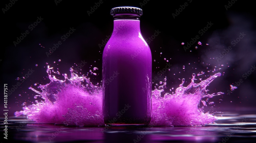 Dynamic bottle of water surrounded by a splash of water captured in motion highlighting refreshment and energy Dynamic bottle of water surrounded by a splash of water captured in motion highlighting refreshment and energy