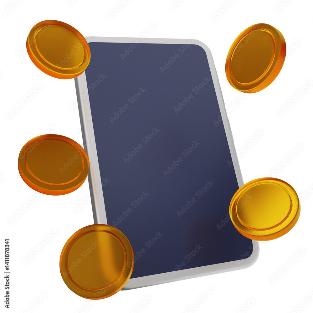 3d money coin dollar smartphone payment finance business icon