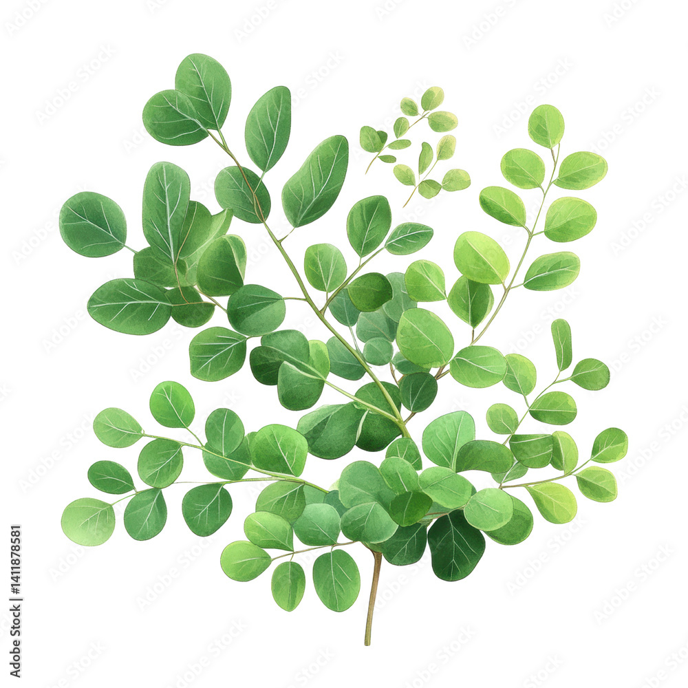 Fototapeta premium Transparent leafy branch illustration nature studio digital art vibrant environment close-up view