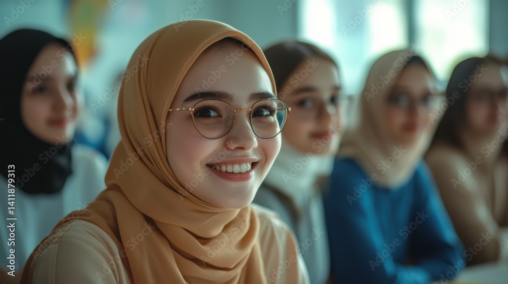 Engaging Young Woman in Classroom Setting with Diverse Group of Students Engaging Young Woman in Classroom Setting with Diverse Group of Students