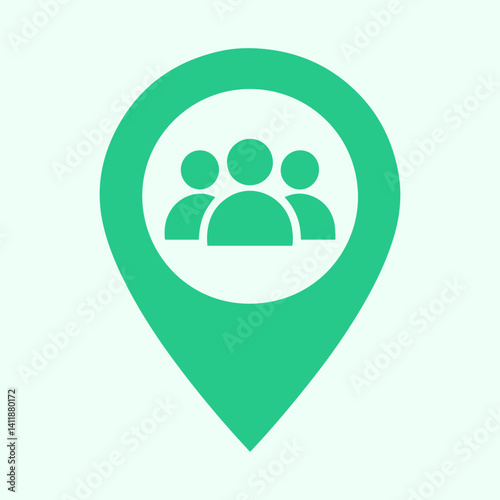 Community Center Pin Location Icon - Green Map Marker for Events, Gatherings, and Social Hubs