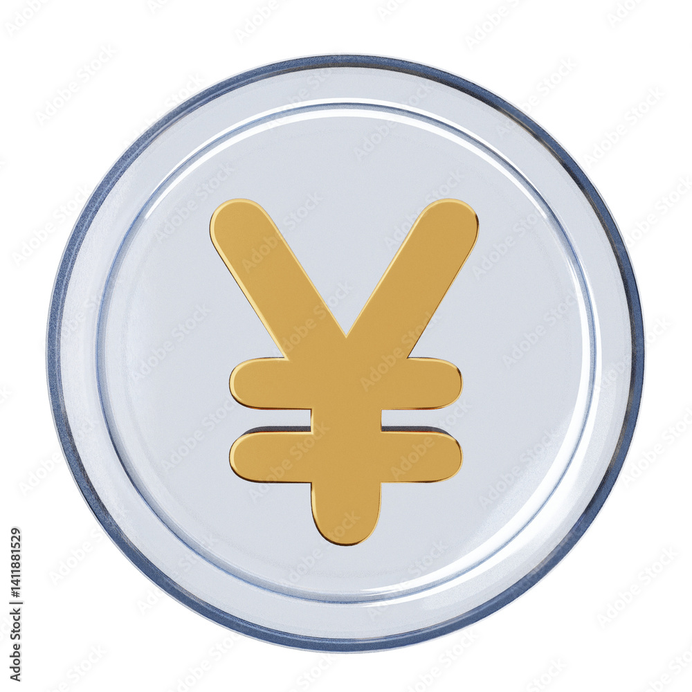 3d money coin yen payment finance business icon