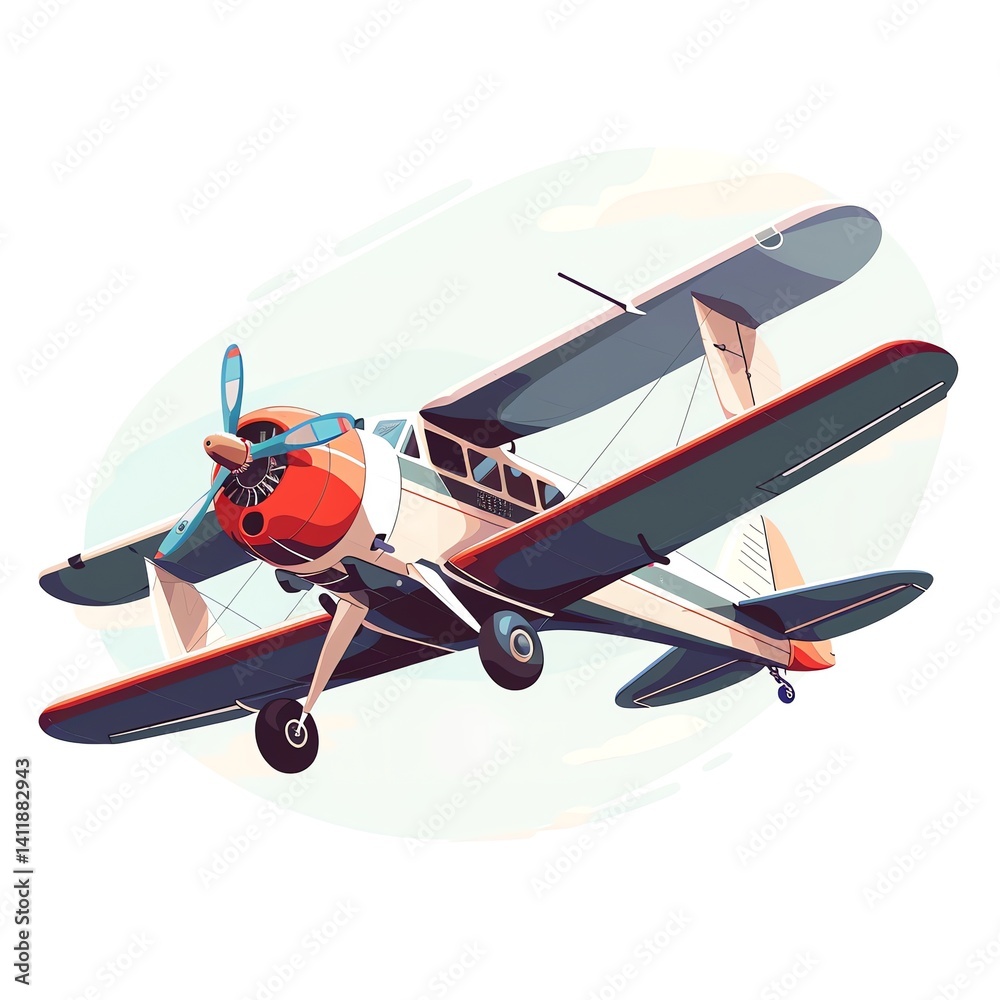 A Classic Biplane Soars Through the Sky, a Delightful Vintage Aircraft in Flight A Classic Biplane Soars Through the Sky, a Delightful Vintage Aircraft in Flight
