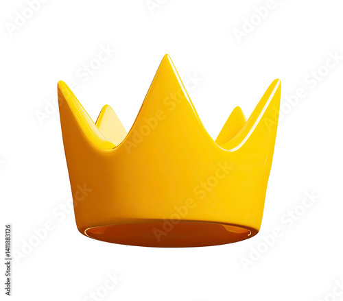 Yellow Cartoon Crown on transparent background. Crown png, 3d yellow crown png, crown icon, 3d yellow crown png