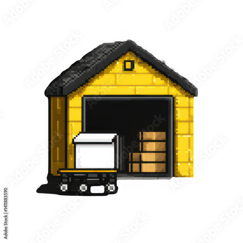 3D icon of warehouse conveyor and logistics