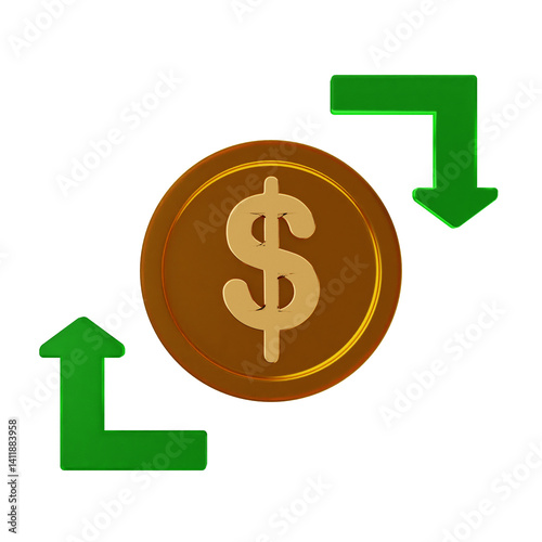 Obraz na płótnie 3d money coin dollar transaction payment finance business icon w salonie