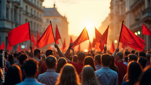 Exhibit elegant photo stock imagery for labour day workers union gatherings that emphasize collective strength solidarity and dignified representation in a modern style in  Photo Stock  Concept  and e
