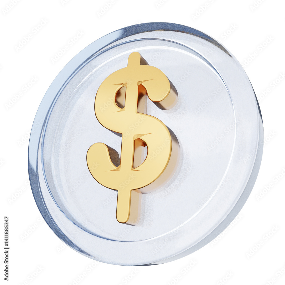 3d money coin dollar payment finance business icon