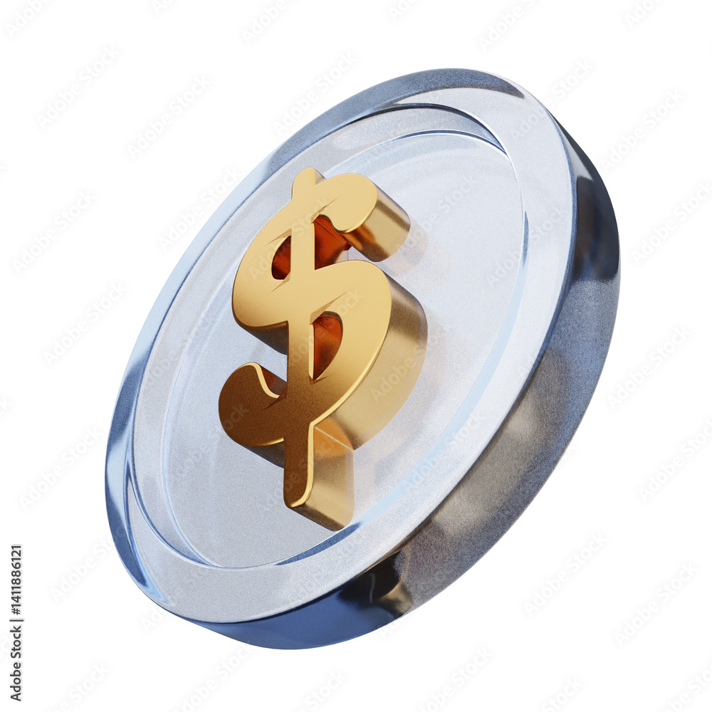 3d money coin dollar payment finance business icon