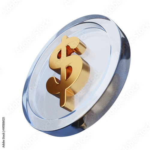 Obraz na płótnie 3d money coin dollar payment finance business icon w salonie