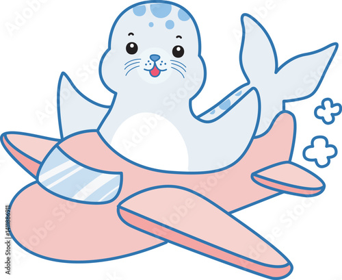 Cute Seal vector icon. Funny baby Seal animal series stock illustration. Life of fluffy Seal designs.