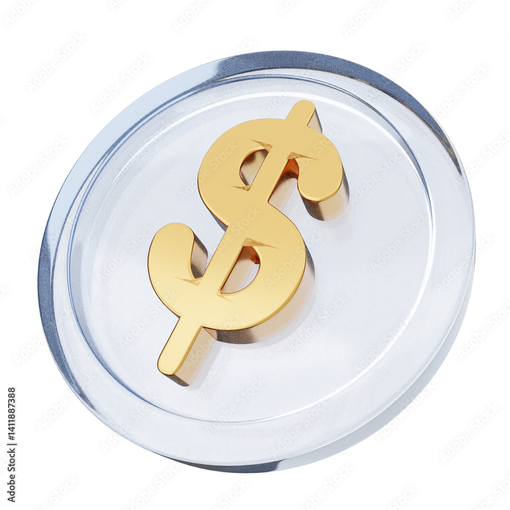 3d money coin dollar payment finance business icon