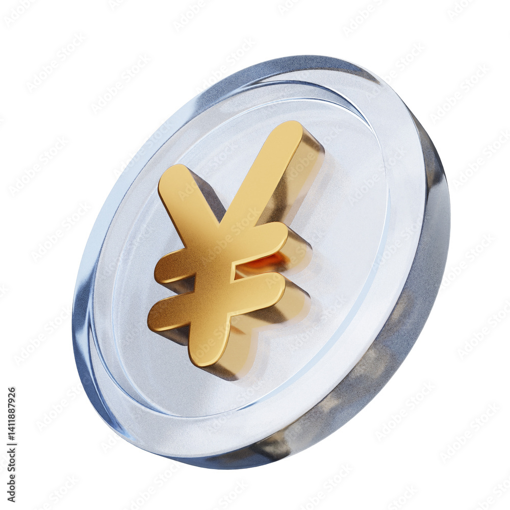 3d money coin yen payment finance business icon