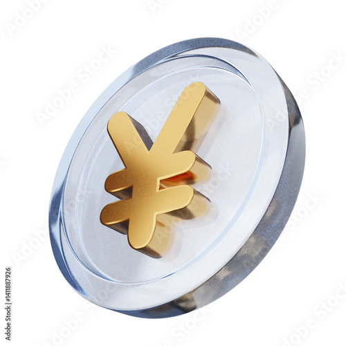 Obraz na płótnie 3d money coin yen payment finance business icon w salonie