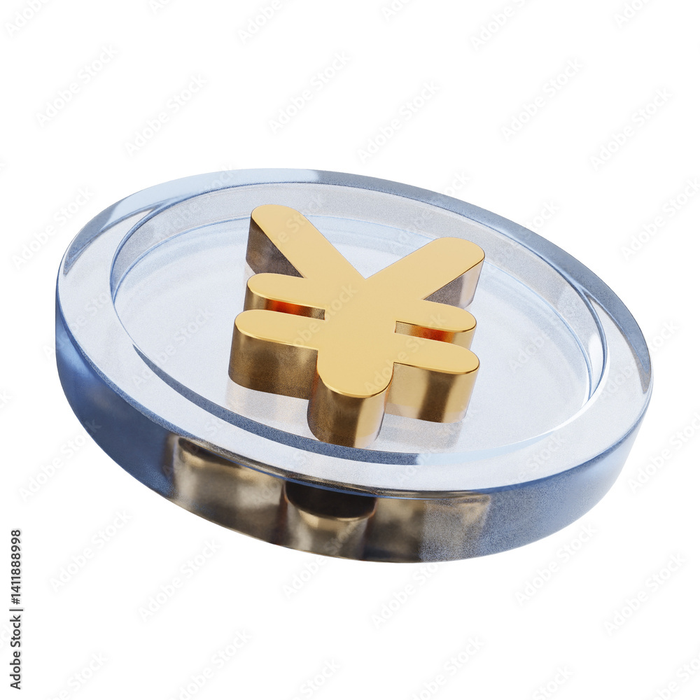 3d money coin yen payment finance business icon
