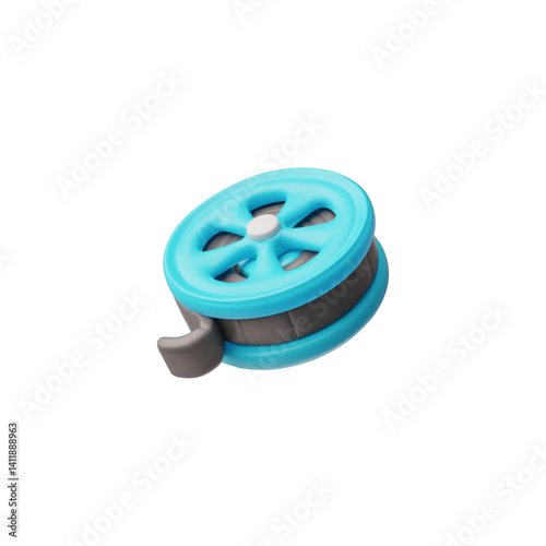 Film reel, video camera tape 3D plastic cartoon style vector icon, roll movie or filmstrip, movie and cinema equipment