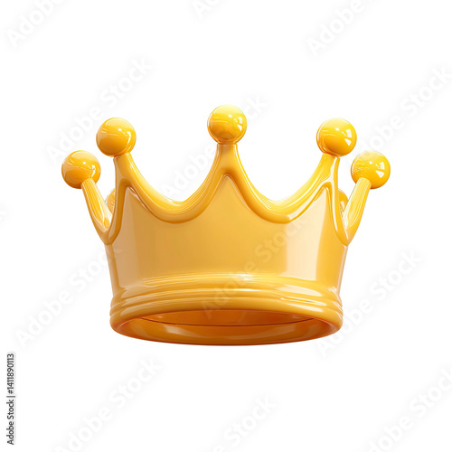 Yellow Cartoon Crown on transparent background. Crown png, 3d yellow crown png, crown icon, 3d yellow crown png