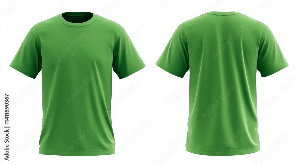 Irish Green colour blank fashion tee front mockup template