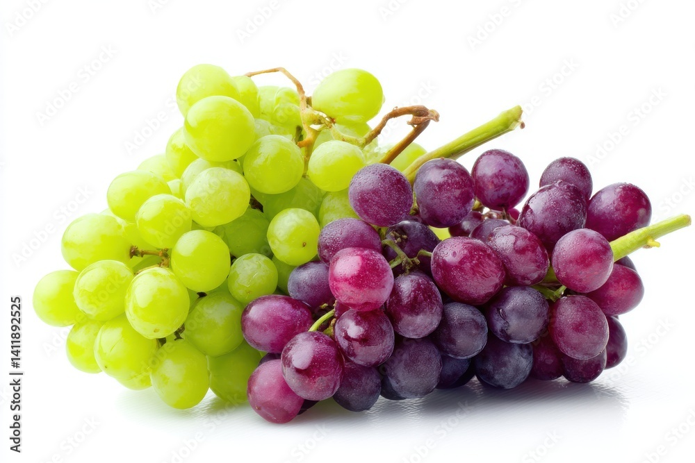 Green and red grapes still life isolated on white background Green and red grapes still life isolated on white background