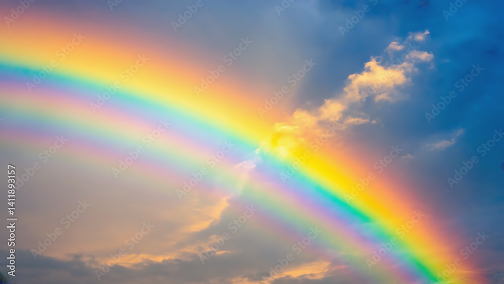 Rainbow across the sunset sky Rainbow across the sunset sky