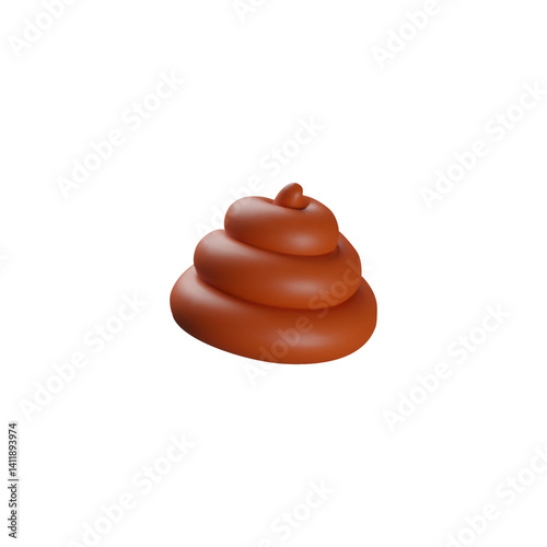 3D vector illustration of brown poop. Excrement, shit, feces.