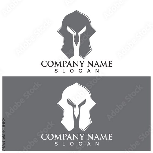 spartan helmet fighter icon vector illustration template design