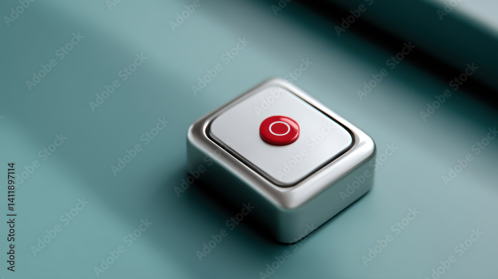 single red button on sleek, minimalistic tech interface single red button on sleek, minimalistic tech interface
