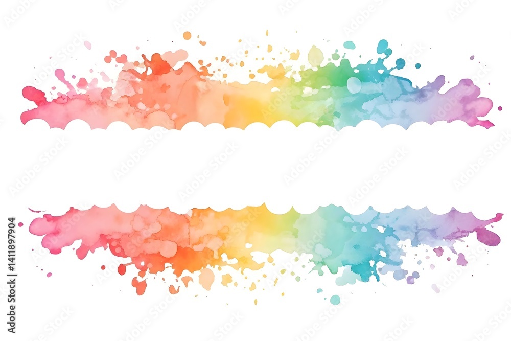 Obraz premium Rainbow coloured watercolour splatter design 