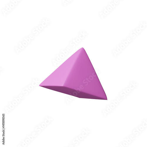 Geometric 3D triangle pyramid shape plastic cartoon style vector icon, basic voluminous geometry figure for education