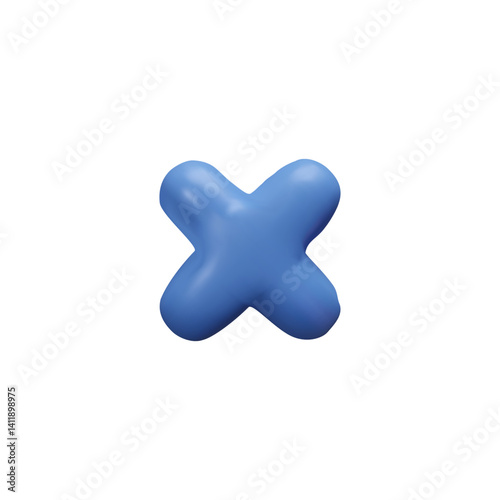 Multiply Math operation 3D plastic style vector icon, mathematic blue symbol, arithmetic calculation, formula mark