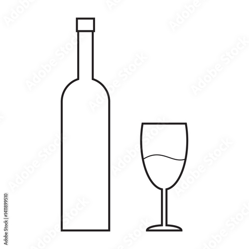 wine bottles and glasses icon on white background.
