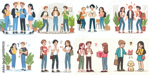 Friends sharing moments: Young people interacting and experiencing emotions together.

