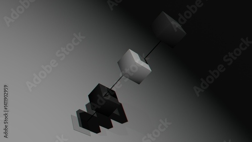 3d graphic of a creative idea black and white  cubes background