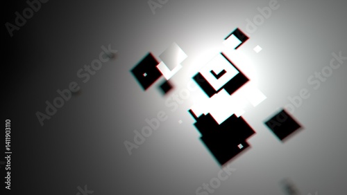 3d graphic of a creative idea abstract background with squares