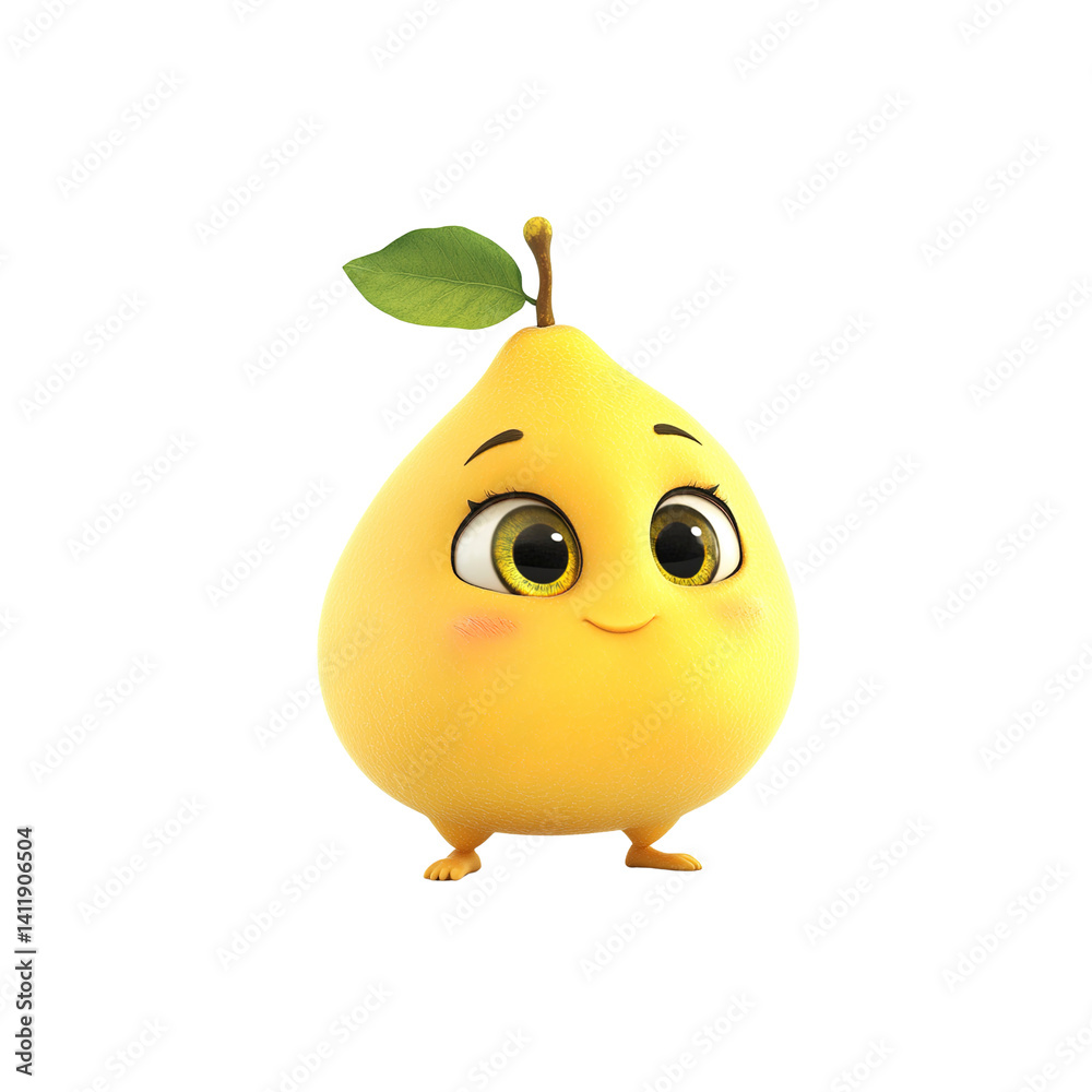 Adorable 3D Render of a Cute Cartoon Lemon Character Adorable 3D Render of a Cute Cartoon Lemon Character