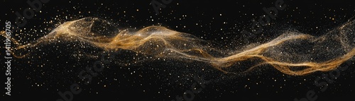 Wallpaper Mural A stunning gold dust explosion bursts against a deep black background, creating a mesmerizing contrast. The shimmering particles scatter in dynamic patterns, evoking a sense of energy and elegance. Torontodigital.ca