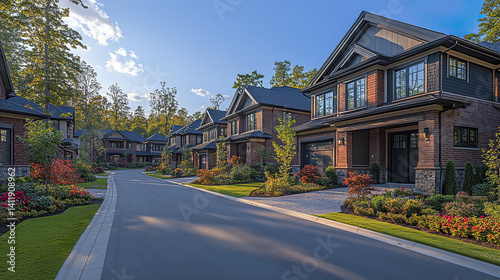 Wallpaper Mural Beautiful detached homes line peaceful suburban street Torontodigital.ca